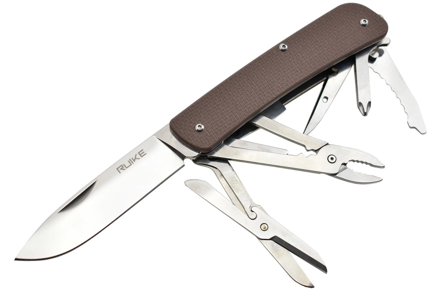 Couteau RUIKE L41N COUTEAU MULTIFONCTIONS COLLECTION CRITERION MARRON LAME 12C27 MANCHE G10