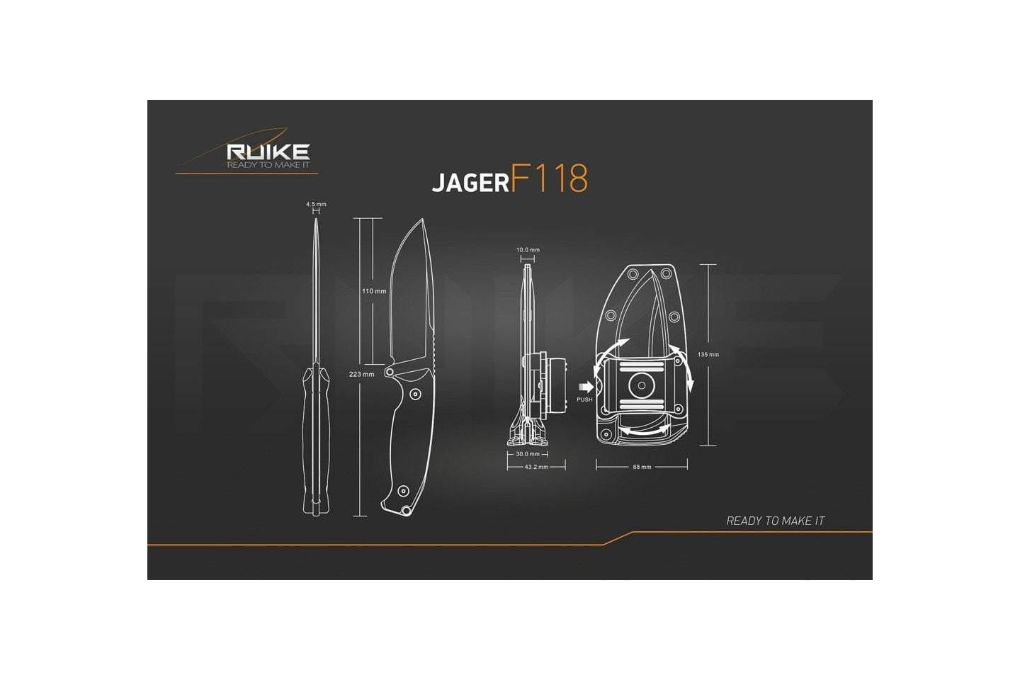Couteau RUIKE F118B JAGER NOIR - 223MM Site Officiel FENIX® - Votre boutique en ligne Fenix®