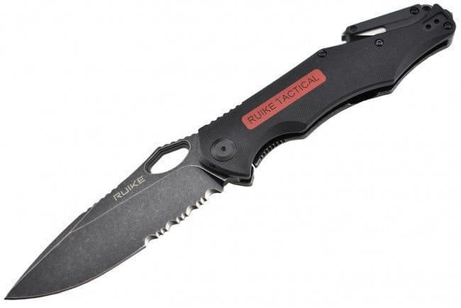 Couteau RUIKE M195-B - Tactical Rescue - Lame semi dentelée acier D2 manche G10 Revendeur Officiel Lampes FENIX depuis 2008 | Votre Boutique en ligne FENIX®